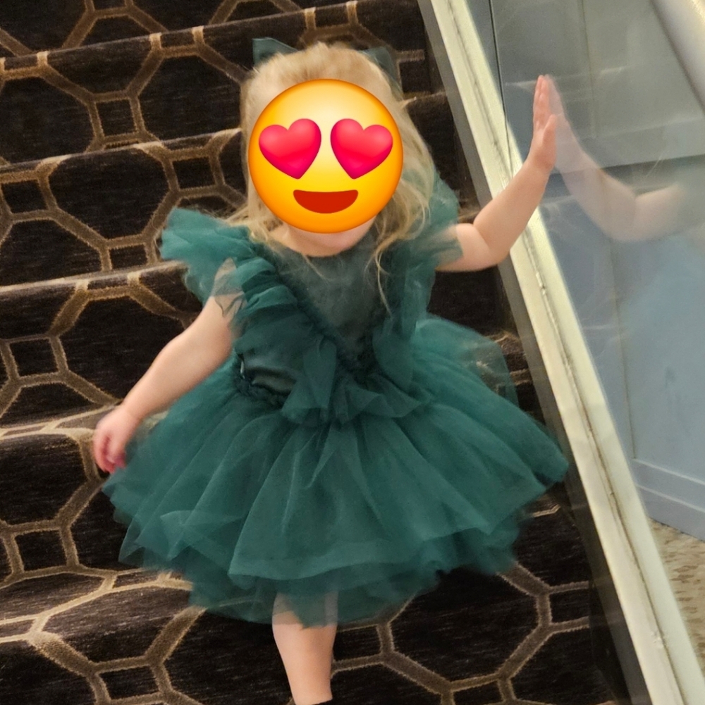 Elegant Green Tulle Dress for Toddlers